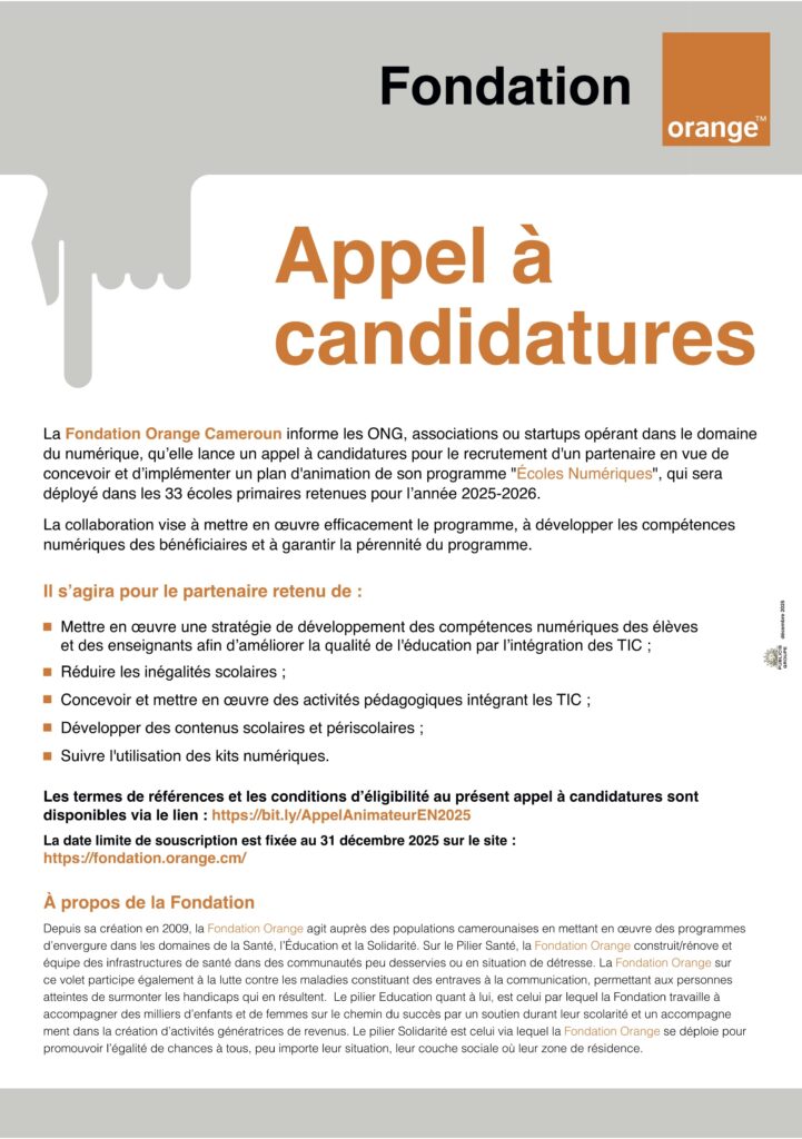 Fondation Orange Cameroun : appel à candidatures pour le recrutement d ...